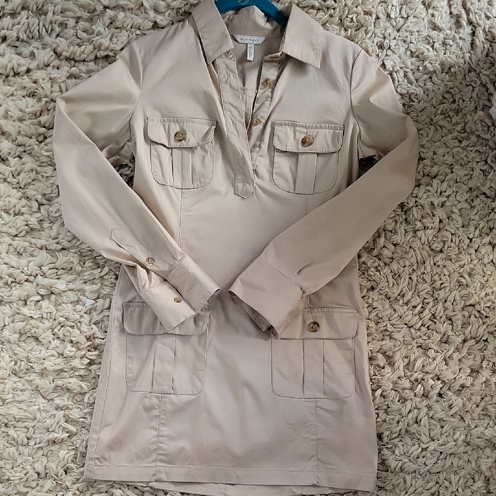 Women's Beige Utility Mini Dress